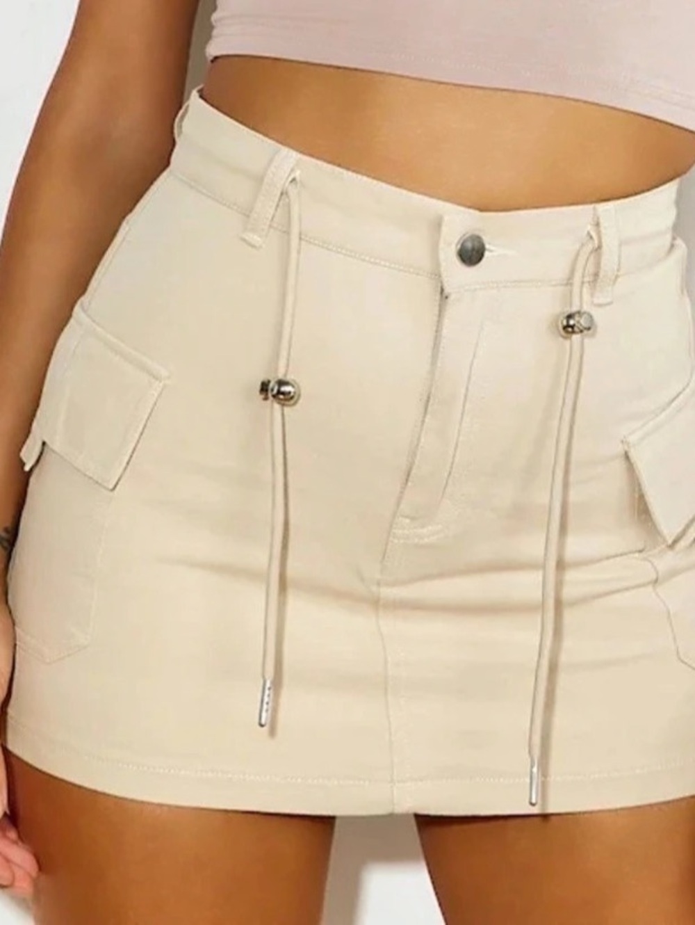 Hello Molly Tan Khaki Cargo Mini Skirt